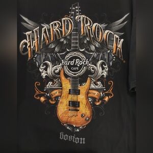 Hard Rock Cafe Boston Black and Gold Graphic Tee